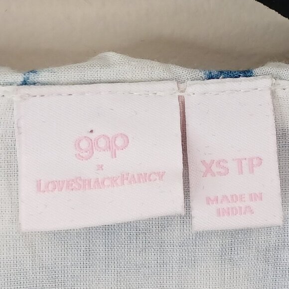 Gap x Love Shack Fancy Floral Mini Dress Blue White Size XS - Picture 9 of 9